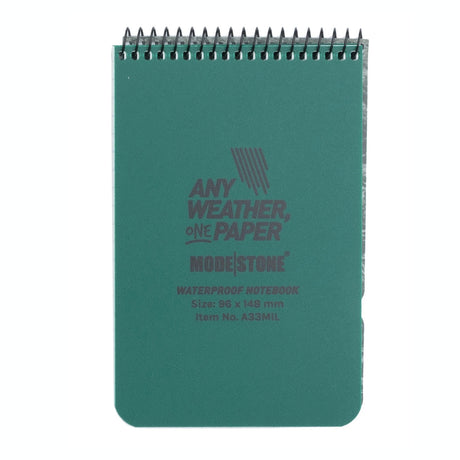 Modestone Waterproof Notebook 96 x 148mm - Green - Front 